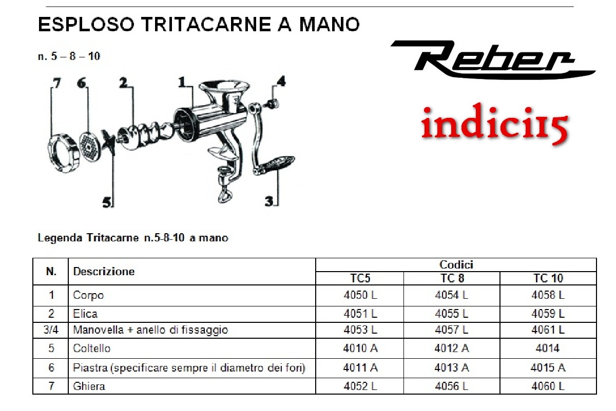 Reber 4013A - Grattugia per tritacarne manuale n°8